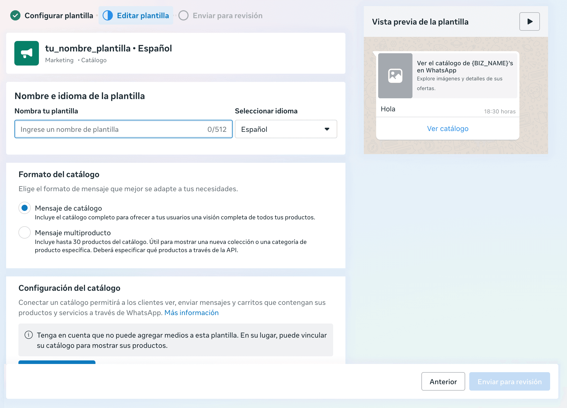 Plantilla de WhatsApp Ejemploo